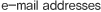 e-mail addresses